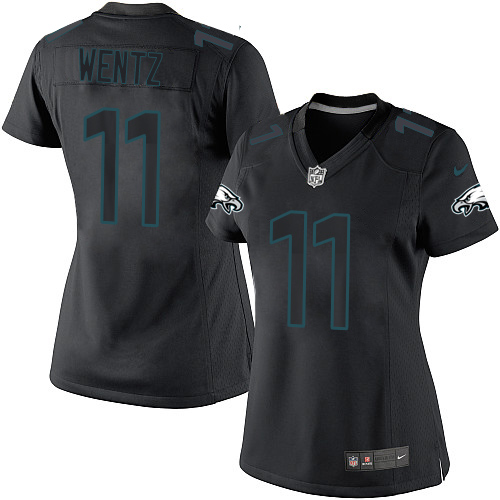 Women's Elite Carson Wentz Nike Jersey Black - #11 Impact NFL Philadelphia Eagles